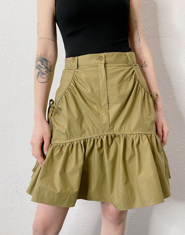 Khaki Ruffle Skirt #250331